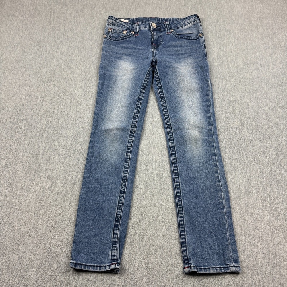 True Religion Jeans Youth 10 Fit 26X25 Blue Denim Rocco Relaxed Skinny Stretch